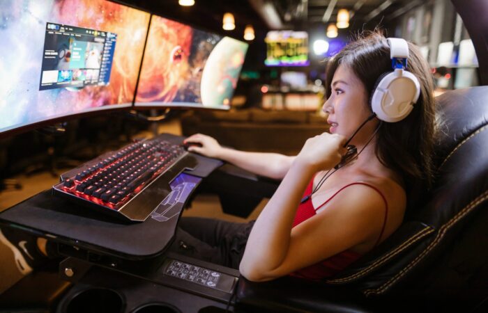 A woman playing video game