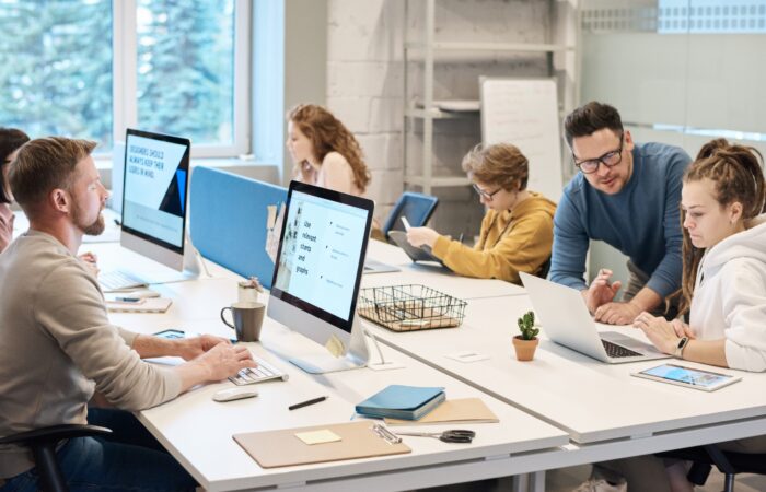 People working in front of the computer